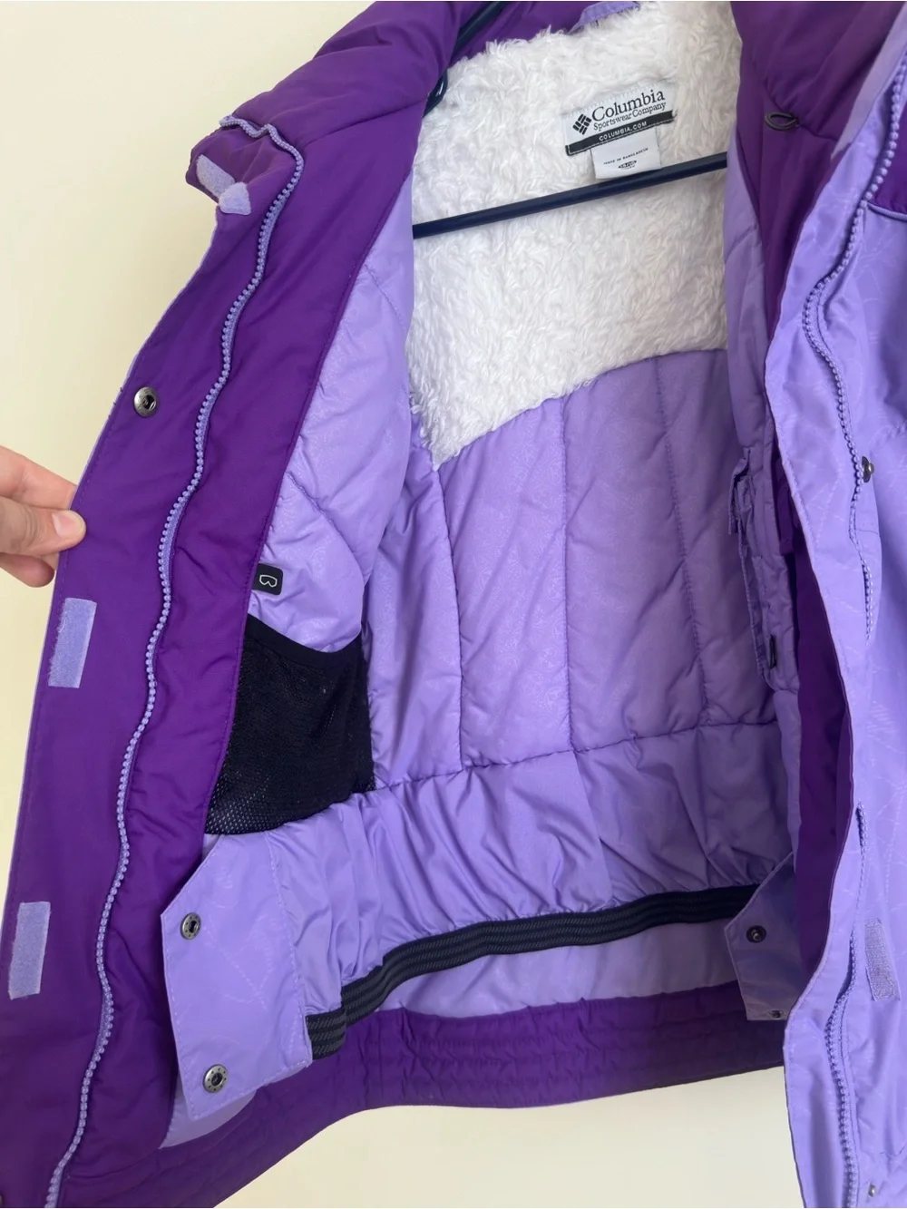 Columbia Girls Youth 14/16 Winter Jacket Purple Fleece Lined Ski Coat